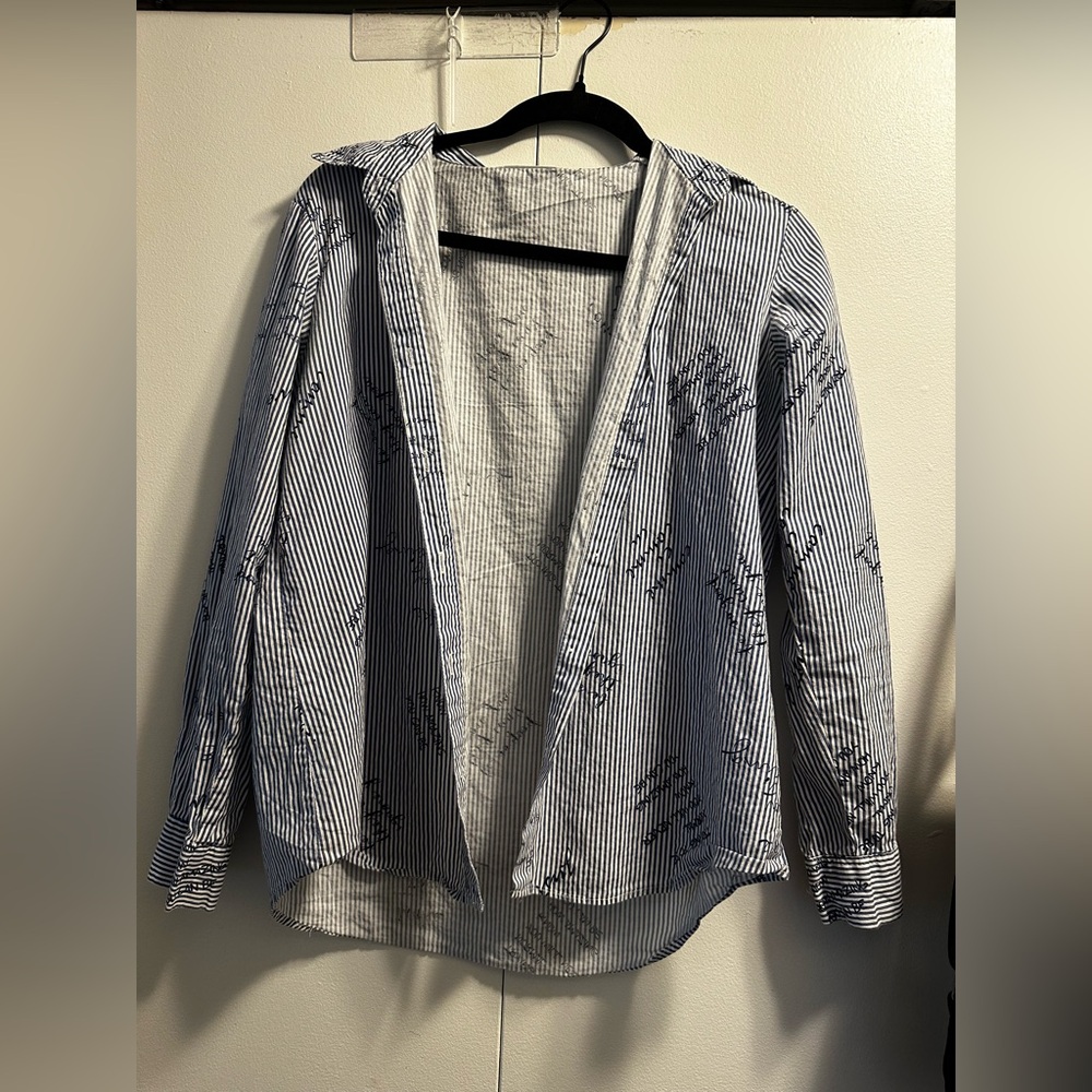 Blue striped button down shirt